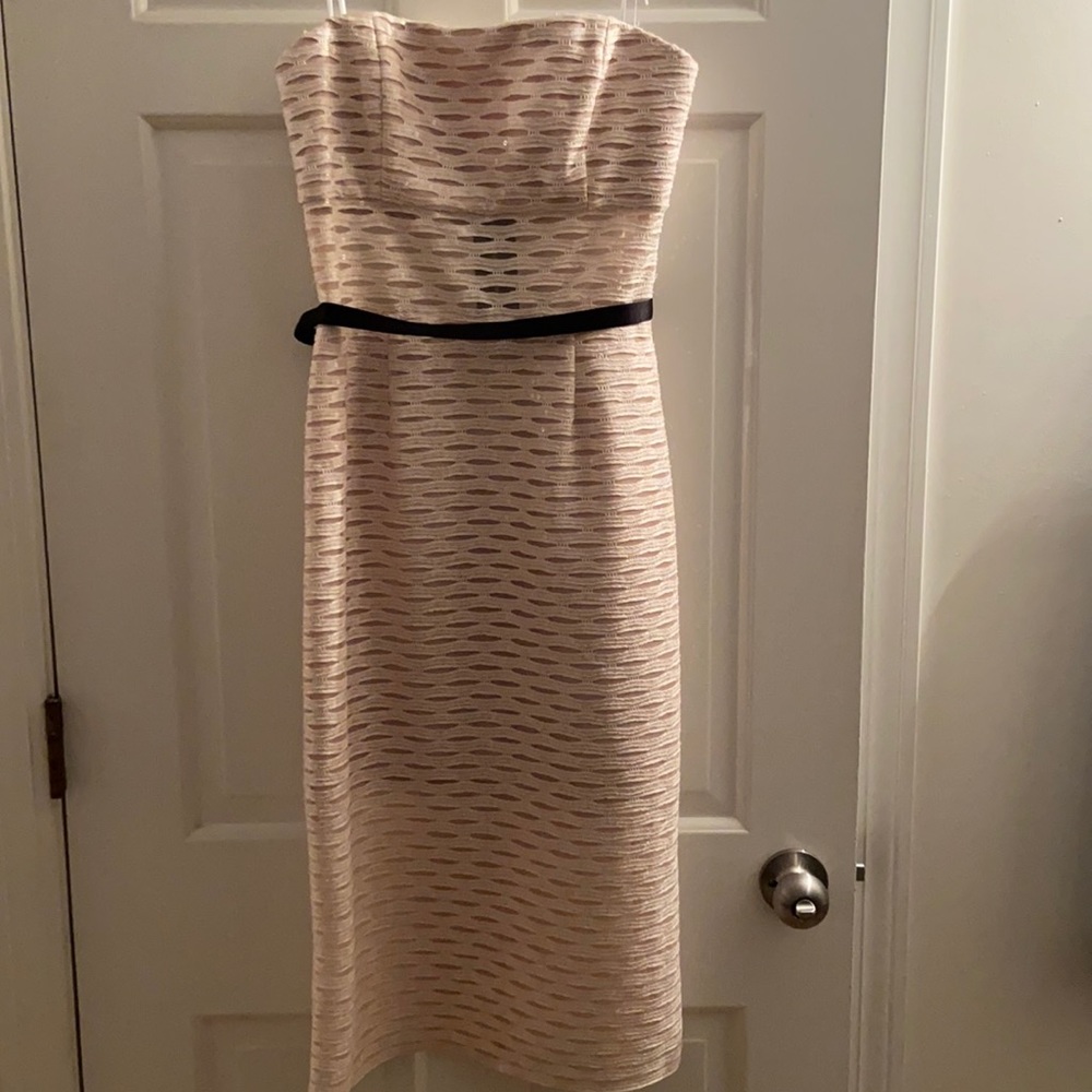 Strapless lace & sequin ABS dress. Ivory size 8